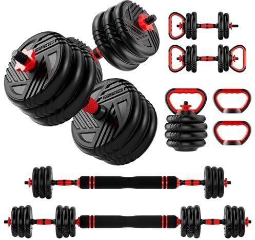 Adjustable Dumbbell Set, 10/20/30/45/70/90lbs, 5 in 1 Multi-Function Dumbbells Set Converts to Barbell & Kettlebell, Weight Set for Home Gym Workout, Suitable for Men/Women Strength Training