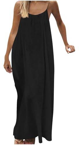 Générique Robe ete Femme,Robe Dos Nu Femme Sexy pour La Plage Et Le Quotidien Robes D'Été Bohème Plage Décontractée Chic Et Elegant Backless Lounge Dress Casual Sleeveless Cami House Dress for Women