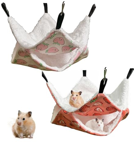 Rat Hammock,2 Pcs Double Layer Rat Hammocks for Cage 30*30/Strawberry+Peach