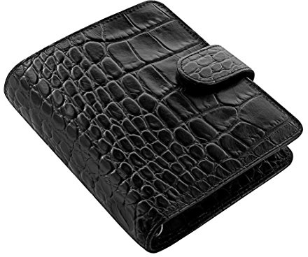 Filofax Classic Croc Pocket Ebony svart organisatör 19 mm kalvar A7 kalender 026074