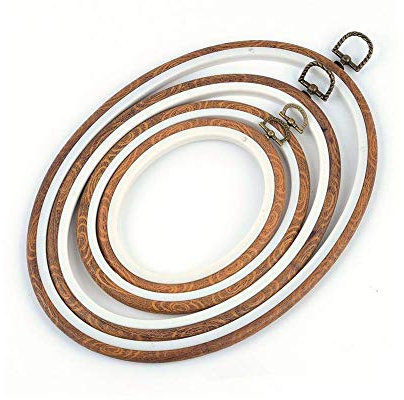 4URNEED 4 Stück Stickrahmen 10CM/15CM/19CM/25CM Stickerei Kit Anfänger Kreuzstich Set Kreuzstich Tool Embroidery Hoop Klein zu Groß Aufhängbar Oval