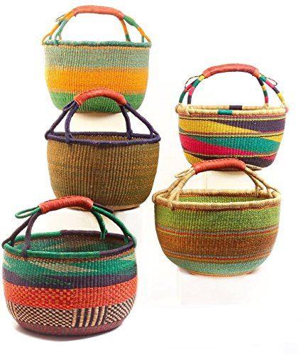 Large African Bolga Basket Fair Trade Ghana Baskets toys Egg baskets - Large: 14-16 (COLORS VARY) 1 EA