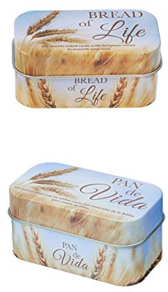 Christian Art Gifts Bible Verse Cards, Set of 2 Bread of Life Promise Boxes, 1 English, 1 Spanish