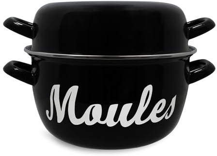 MENASTYL - Marmite à moules 24cm 5L avec écriture en acier émaillé, parfaite pour des moules comme au restaurant ! - 3645564