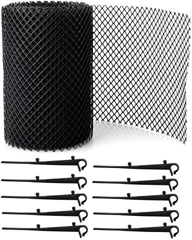 red dieny 6M/8M Gutter Protection Mesh Guard with 10 Fixing Clips Black Plastic Gutter Guard Mesh Roll Guttering Blockages Prevents Drain Roof Rubbish/Fallen Leaves Prevention Outdoor Grid Debris