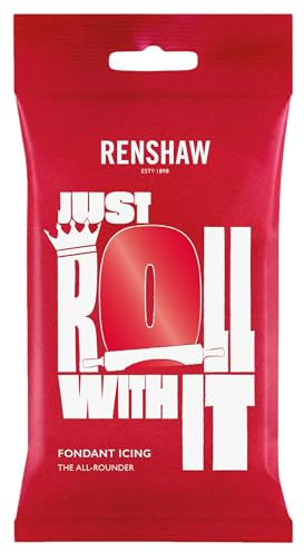Renshaw Poppy Red Ready to Roll Fondant Icing, 1 kg (Pack of 1) | Vibrant Icing for Cakes, Vegetarian & Vegan Friendly, Versatile for Cakes, Available in 20+ Colours, Improved Vanilla Flavour