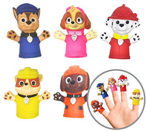 Ginsey Nickelodeon PAW Patrol Bath Finger Puppets, 5 Pc - Party Favors, Educational, Floating Pool Toys, Beach Toys, Story Time, Playtime