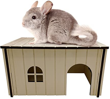 Mascot Pets Casa de conejo de madera, 37x28x20 cm, escondite de animales domésticos, chinchillas y conejillos de indias, ranuras perfectas para cajas de anidación juntas en segundos (grande)