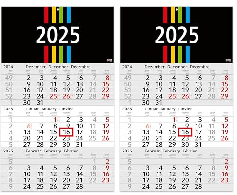 GEIGER-OFFICE 3-Monatskalender 2026 Pilot -,2 Stück Wandkalender 30 x 50 cm groß - Bürokalender mit 3 Monaten, Wandkalender, Jahresplaner mit Datumsschieber Made in Germany