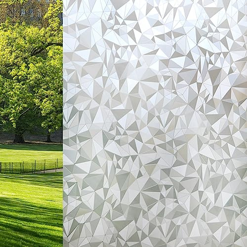 VSUDO Privacy Window Film, Diamond Pattern Window Tint for Home, Static Cling Window Glass Stickers (90x200 cm)