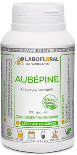 Aubépine Labofloral 300 gélules dosées à 245 mg - Complément alimentaire - Détente, sommeil, fonctions circulatoires - Fabriqué en France
