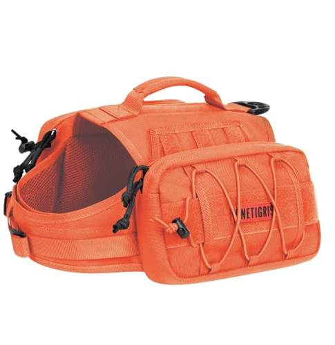 OneTigris Mammoth Dog Backpack 2.0 Version Tear Camping Hiking Dog Backpack for M/L Size Dogs (M, Orange)