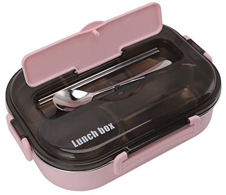 Acciaio Inossidabile Portatile, Contenitori per il Pranzo Contenitori per Alimenti da Viaggio e da Asporto Contenitore Termico per il Pranzo con Scodella per Zuppa Bacchette (Rosa)