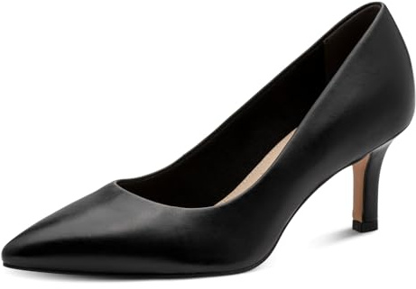 Tamaris Damen Klassische Pumps, Frauen Pumps,TOUCHit-Fußbett,Court Shoes,Absatzschuhe,stöckelschuhe,Businessschuhe,Rose,Black Leather,35 EU