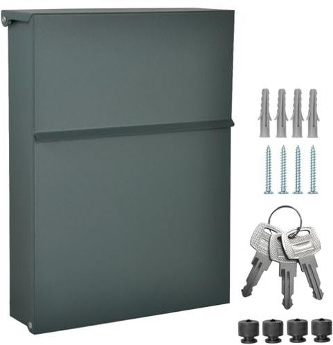 ALSTEN TECH Buzón de pared sin compartimento para periódicos, color gris antracita mate RAL 7016 Mini 30 x 23 cm