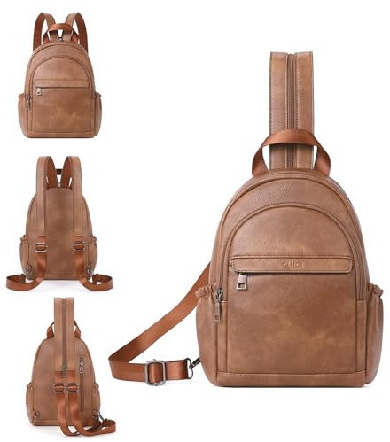 CLUCI Kleiner Rucksack Damen Elegant, Sling Bag Klein Brusttasche,wasserdichte Schultasche Daypack Mini Leder Rucksack Für Damen Rucksack Tasche 2 in 1 Teenager Mädchen Schultaschen