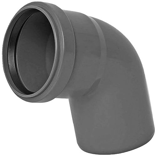 MegaHaustechnik HT Bogen Winkel 87° Grad Verbinder für Rohr Außendurchmesser 50mm 5,0cm DN50 mit Steck Muffe + Gummi Dichtung Abwasser Abfluss Leitung Kunststoff PP grau Kanalrohr Fitting HTB