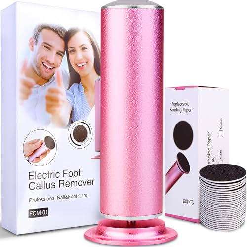 FHNUVB Removedor eléctrico de callos para pies, potente lima eléctrica para pies, sin dolor, removedor profesional de callos de pies con 60 discos de lijado, velocidad de lima eléctrica para pies