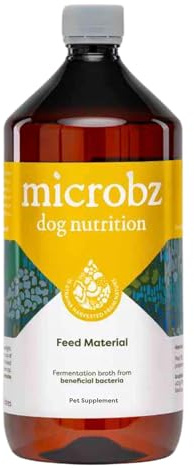 MICROBZ Dog Nutrition - Liquid Beneficial Microbes for Digestion & Coat, 1L | For dogs and puppies of all ages and breeds, easy mix liquid feed, gut support & coat care, 100% natural, up to 100 servings