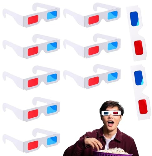 10 Paires De Lunettes Stéréo En Papier,Lunettes 3d,Lunettes Stéréo En Papier,Lunette 3d,Lunette 3d Cinema,Lunettes 3d Pour Tv,Pour Divertissement À Domicile, Salles Classe Et Expositions Scientifiques