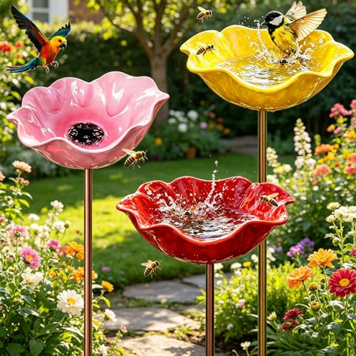 Bain D’Oiseaux,3 Pièces Abreuvoir Oiseaux,Bain pour Oiseaux,Mangeoire Oiseaux,Bassin pour Oiseaux,Deco Jardin Exterieur,pour Insectes et Papillons,Décoration Jardin Terrasse
