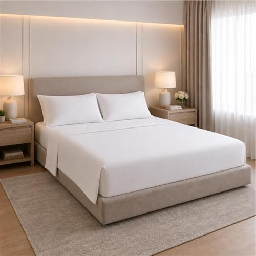 Montse Interiors Juego de Sábanas Cama 150 100% Algodón, 4 Piezas con Sábana Encimera, Bajera Ajustable y 2 Fundas de Almohadas, Suave, Transpirable y Cómodo para el Descanso Diario | Cama 150x190/200