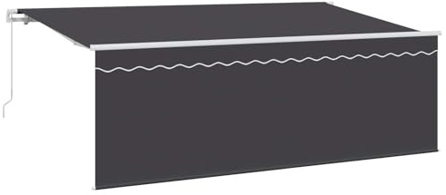 Coespram Tenda da sole retrattile con braccio articolato manuale, con telaio in alluminio, per terrazza, giardino e balcone, protezione solare stabile, colore antracite, 400 x 200 cm, con veneziana