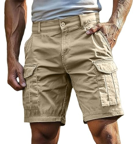 Pantalones Cortos Hombre Cargo Bermudas Trabajo Deportivos Senderismo Montaña Pantalon Verano Casual Shorts Running Deporte con Múltiples Bolsillos S-4XL