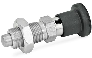 Ganter Normelemente | Rastbolzen - GN 817-4-6-CK-NI | Mit Rastsperre | Edelstahl | Raststift chemisch vernickelt| 1 Stück