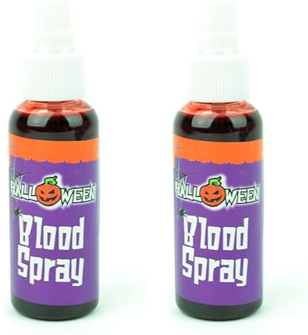 SHATCHI Spray de sangre falsa para disfraz de Halloween, accesorio de maquillaje, vampiro, zombi, monstruo, cara, pintura corporal, diversión teatral, (1 pieza-10 piezas), rojo, 2 piezas