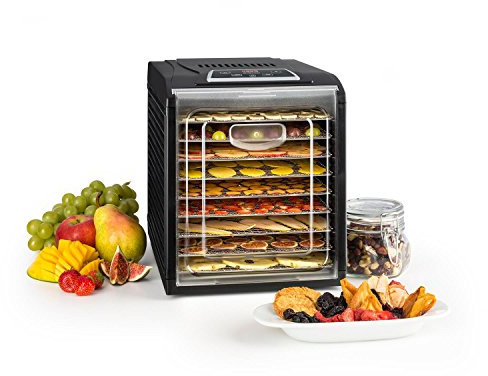 Klarstein Fruit Jerky Plus - Deshidratador de alimentos 700W, 35-70°C, Deshidratadora de frutas y verduras con temporizador, Rejillas extraíbles, Bandeja antigoteo y antiadherente, 9 rejillas, Negro