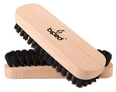 biped Set di 2 pezzi – Spazzola per scarpe in legno di faggio con setole naturali – per la pulizia o per la lucidatura z2345 (2 x scuro)
