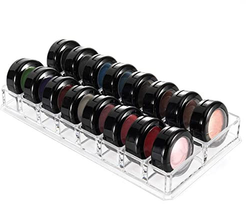 Luxspire Organisateur Maquillage, Boîte de Rangement pour Bac à Ombre à Paupières en Acrylique, Fard Paupières Organisateur avec 16 Grilles pour Rouge à Lèvres, Pinceaux, Bijoux, Blush, Parfum, Clair