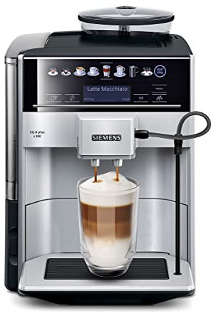 SIEMENS EQ6 plus S300, Fully Automatic Bean to Cup Espresso Coffee Machine with Cappuccinatore milk system, 10 coffee beverages, 2 user profiles - TE653M11GB, Titanium
