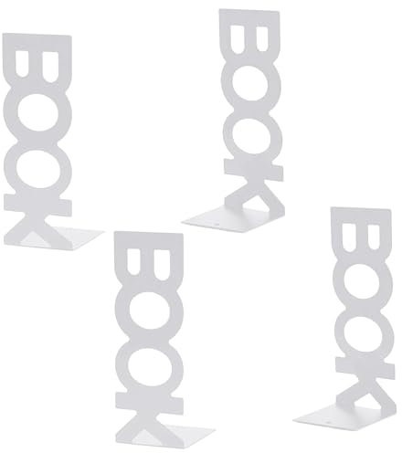LdawyDE Sujetalibros, 4 Sujeta Libros Metal Book Soporte Libros Separadores Estantes para Escritorio Oficina Hogar Decoración para Libros Películas Cds Videojuegos