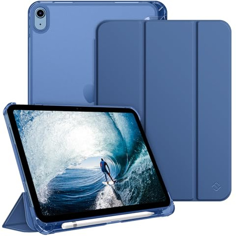 FINTIE Coque pour iPad A16 11ème Génération 11 Pouces 2025, iPad 10ème Génération 10.9 Pouces 2022 - [Rangement de Stylet] Coque Fine Transparente Givrée, Housse Rigide Légère, Bleu Naval