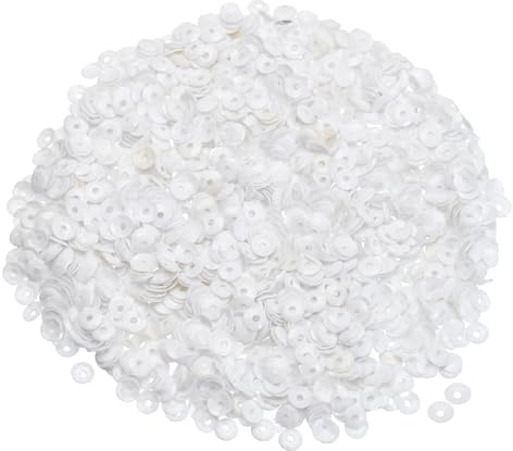 QUARKZMAN Paillettes Sfuse 4mm 3000pz Paillettes a Tazza per Ricamo per Creare Gioielli, Artigianato Cucito, Bianco