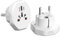 BrightArk Adaptador de Viaje Universal para España, Adaptador de Enchufe Internacional para USA/EU/UK/AU/JP/CN Adapta, 110-250V Adaptador de Corriente, Enchufe de Viaje Compacto Blanco 2 Piezas