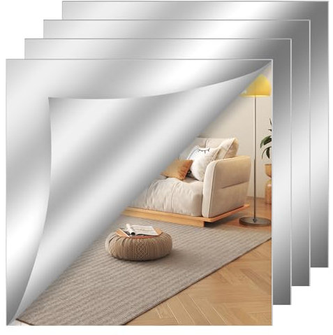 4 StüCk Spiegel Zum Kleben Klebespiegel Acryl Spiegelfliesen 30x30 Wandspiegel Spiegelfliesen Selbstklebend Klebespiegel füR Schrank Geeignet FüR Schlafzimmer Und Wohnzimmer Klebespiegel FüR Die Wand