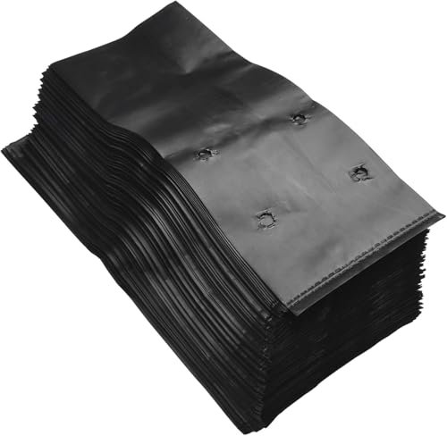 BEIXIHappygrowth 100 sacchetti in plastica per piantine, vasi per piantine, vasi per piantare piante con eccellente permeabilità all'acqua (17 x 25 cm)