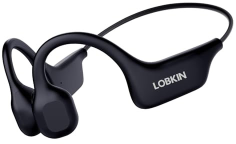 LOBKIN Auriculares Conduccion Osea, Cascos Oseos Inalambricos, Auriculares Deportivos Bluetooth Open Ear para Fitness, Conducir, Correr (Negro)