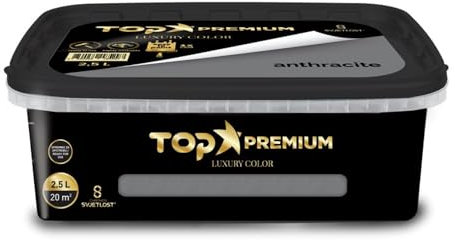 Chromos Svjetlost TOP PREMIUM Interior Wall Paint – Luxury Colour Emulsion with High Opacity, Eggshell Finish, Easy Application – ANTHRACITE – 2.5L