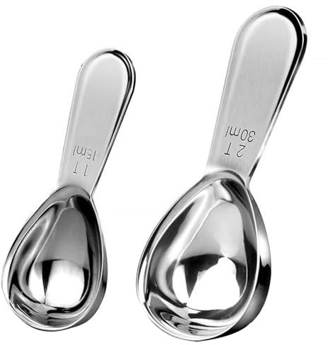 Xiciki Kaffeelöffel Portionierer,15/30 ml,Kaffeelöffel Edelstahl,Kaffeedosierlöffel Edelstahl,Kaffeelot 30g,Cafe Espressoportion Löffel,Messlöffel zum Abmessen von Kaffee,Tee,Zucker und Mehl