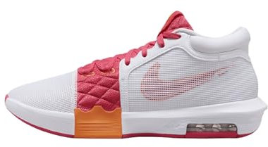 Lebron Witness 8 Basketball Shoes (FB2239-104, White/Bright Mandarin/Aster Pink) Size 8.5