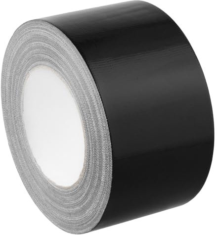 QWORK® 1 Rollos Cinta Americana Negra 75mm x 50m - Cinta Adhesiva Tela para Reparaciones y Fijaciones, Adhesivo Fuerte, Resistente a la Intemperie y rasgable a Mano