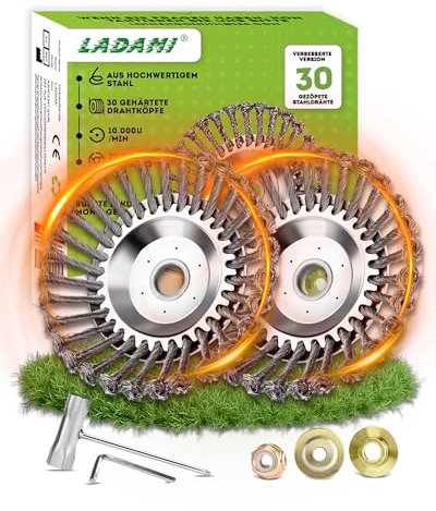 LADAMI ! Profi ! Unkrautbürste Wildkrautbürste MOTORSENSE 25,4 x 200 mm Hohe Standfestigkeit - sehr robust - leichte Montage 2 Stück