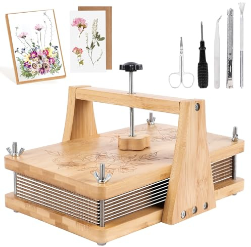 NIUGRECF 1Set Large Wooden Flower Press Kit - Even Pressure Flowers Pressed DIY Arts Set for Making Dried Flower/Plant（11in*7in）