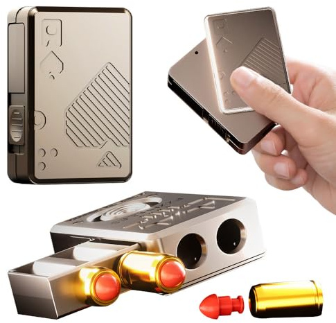 OBEST Fidget Slider Toys for Adults, Metal Fidget Guns Toys with Soft Bullet Shooting, Alloy Metal Poker Push Card Fidget Toys Portable Stress Anxiety Relief, Gift for Men Women
