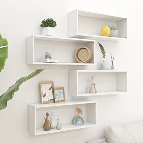 Refined Estante Cubo de Pared 4 uds contrachapado Blanco 60x15x23 cm