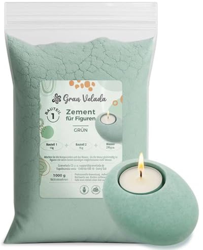 Gran Velada - Cemento per figure verde 5 kg | calcestruzzo a colori bicomponente pronto all'uso | finitura idrofuga | Ideale per vasi portacandele e progetti fai da te